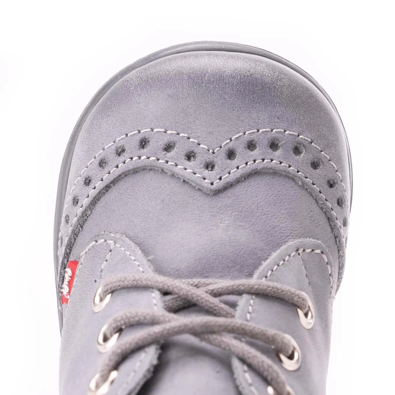 (1437-14) Emel first shoes - grey brogue lace-ups