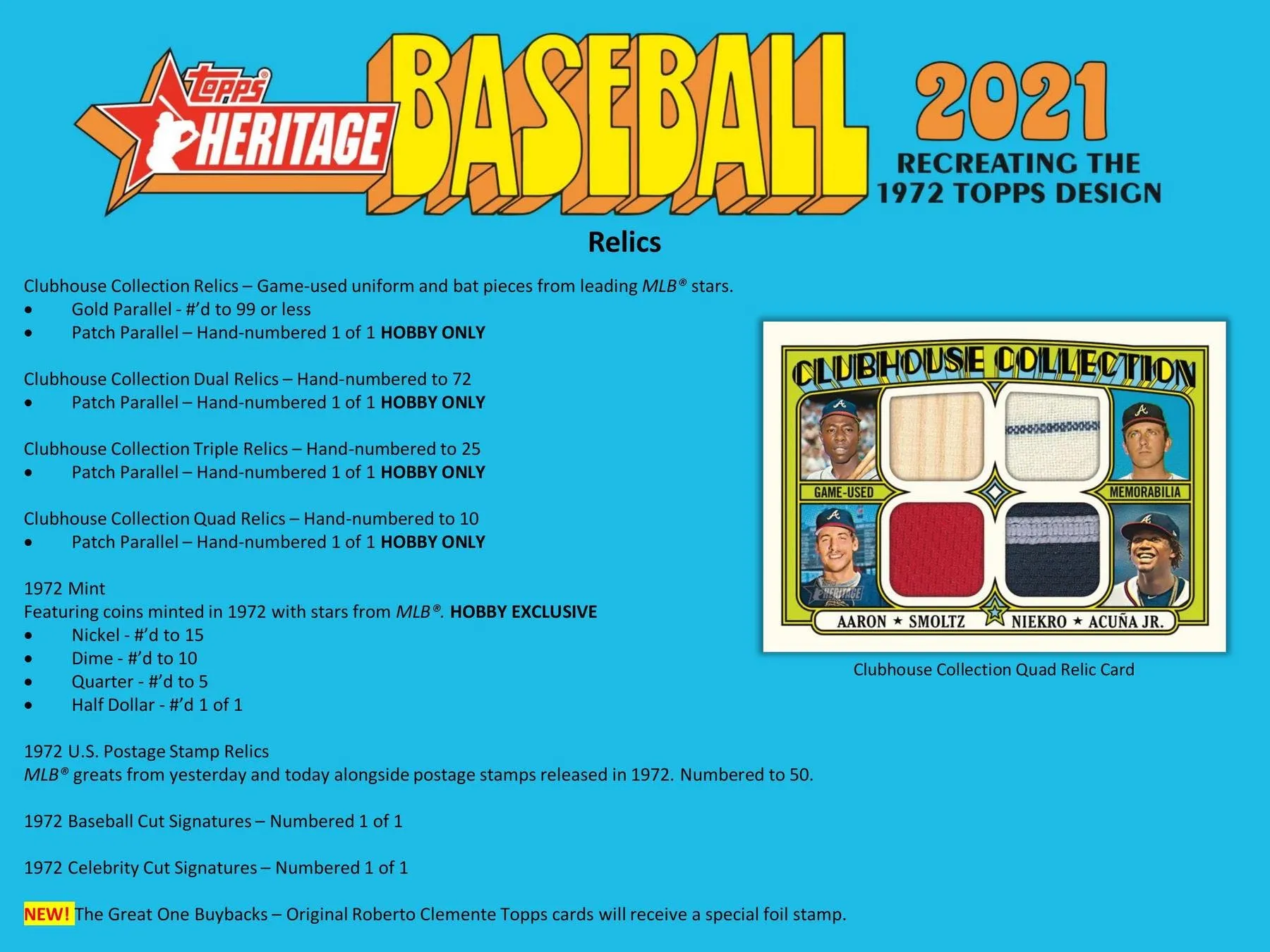 2021 Topps Heritage Baseball Hobby Box 24 Packs Per Box, 9 Cards Per Pack