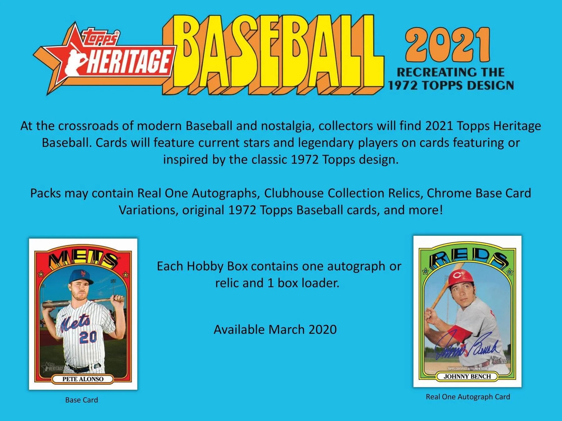 2021 Topps Heritage Baseball Hobby Box 24 Packs Per Box, 9 Cards Per Pack