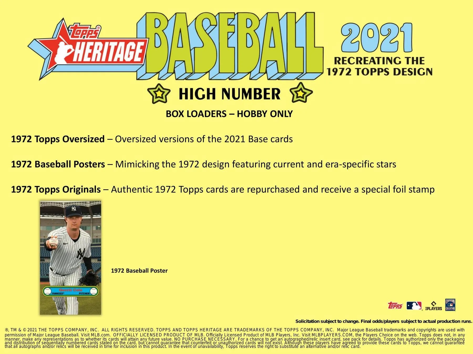 2021 Topps Heritage High Number Baseball Hobby Box 24 Packs Per Box 9 Cards Per Pack