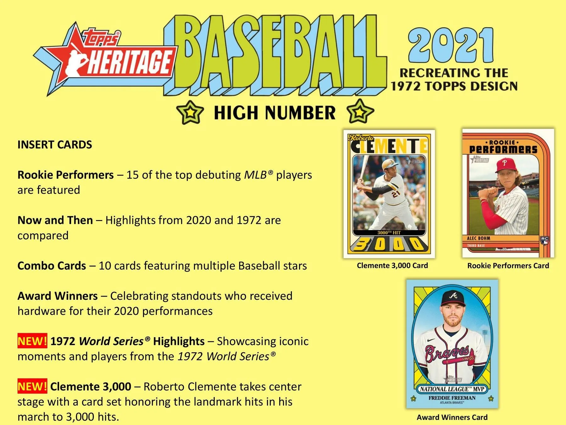 2021 Topps Heritage High Number Baseball Hobby Box 24 Packs Per Box 9 Cards Per Pack