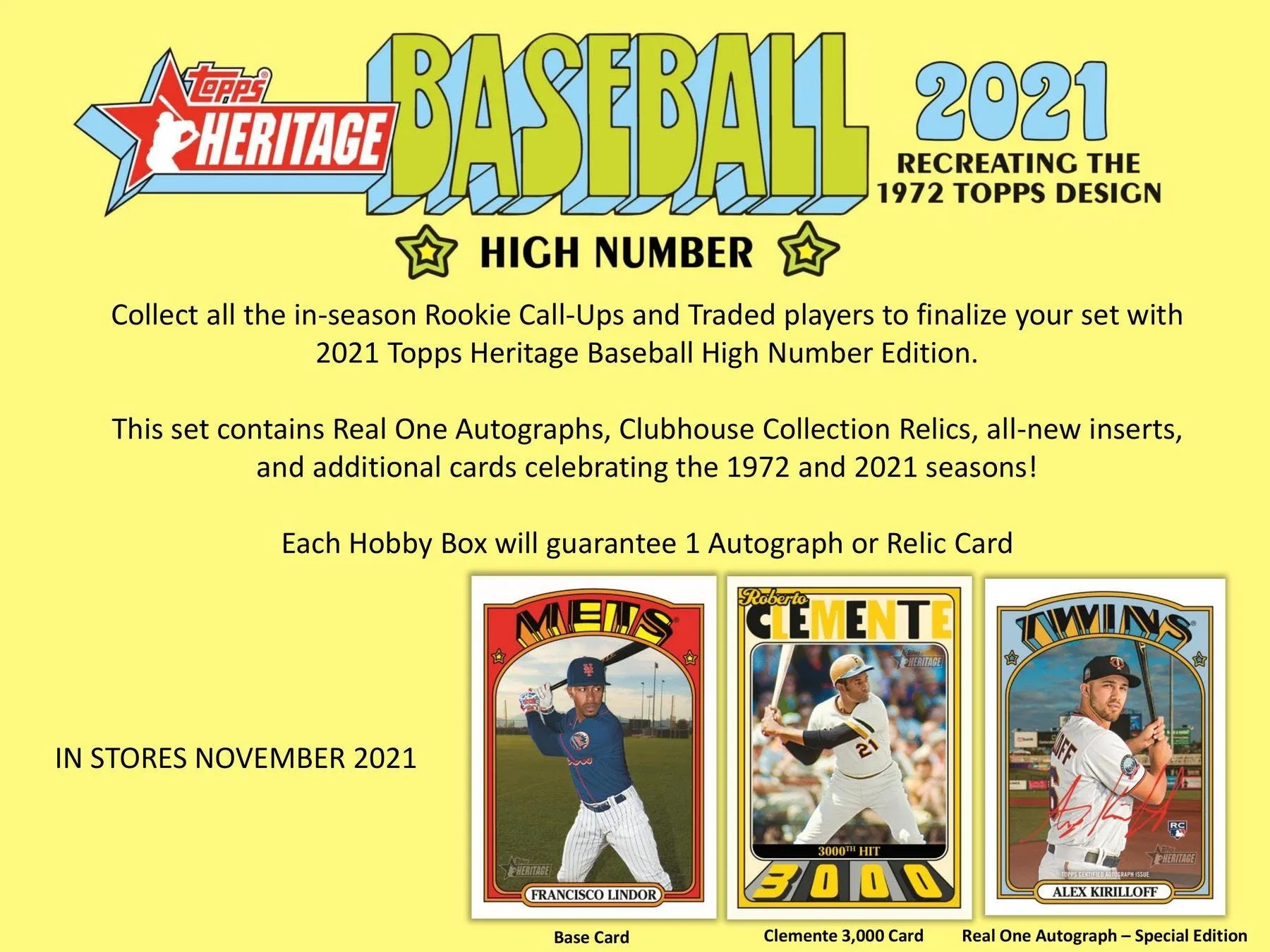 2021 Topps Heritage High Number Baseball Hobby Box 24 Packs Per Box 9 Cards Per Pack