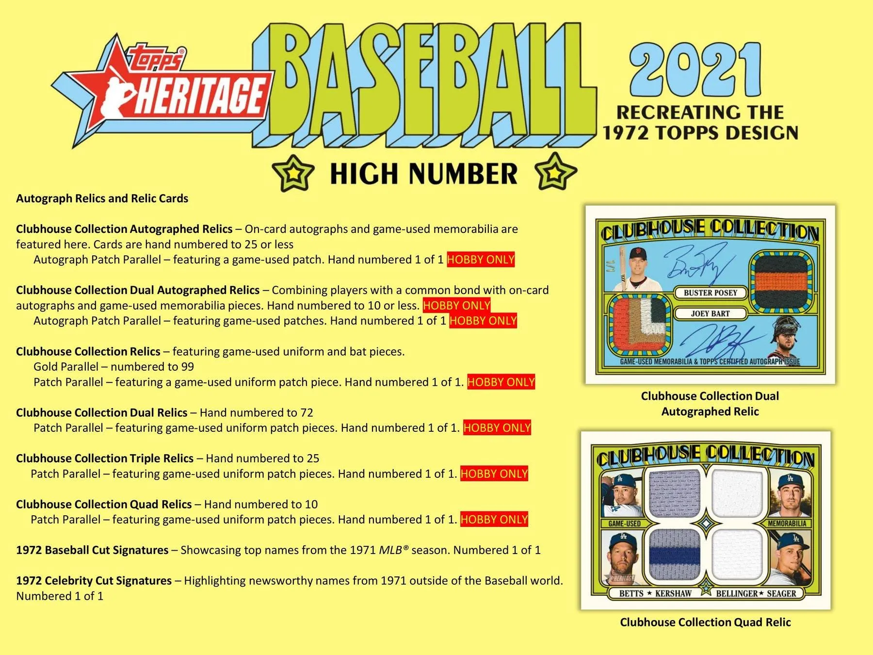 2021 Topps Heritage High Number Baseball Hobby Box 24 Packs Per Box 9 Cards Per Pack