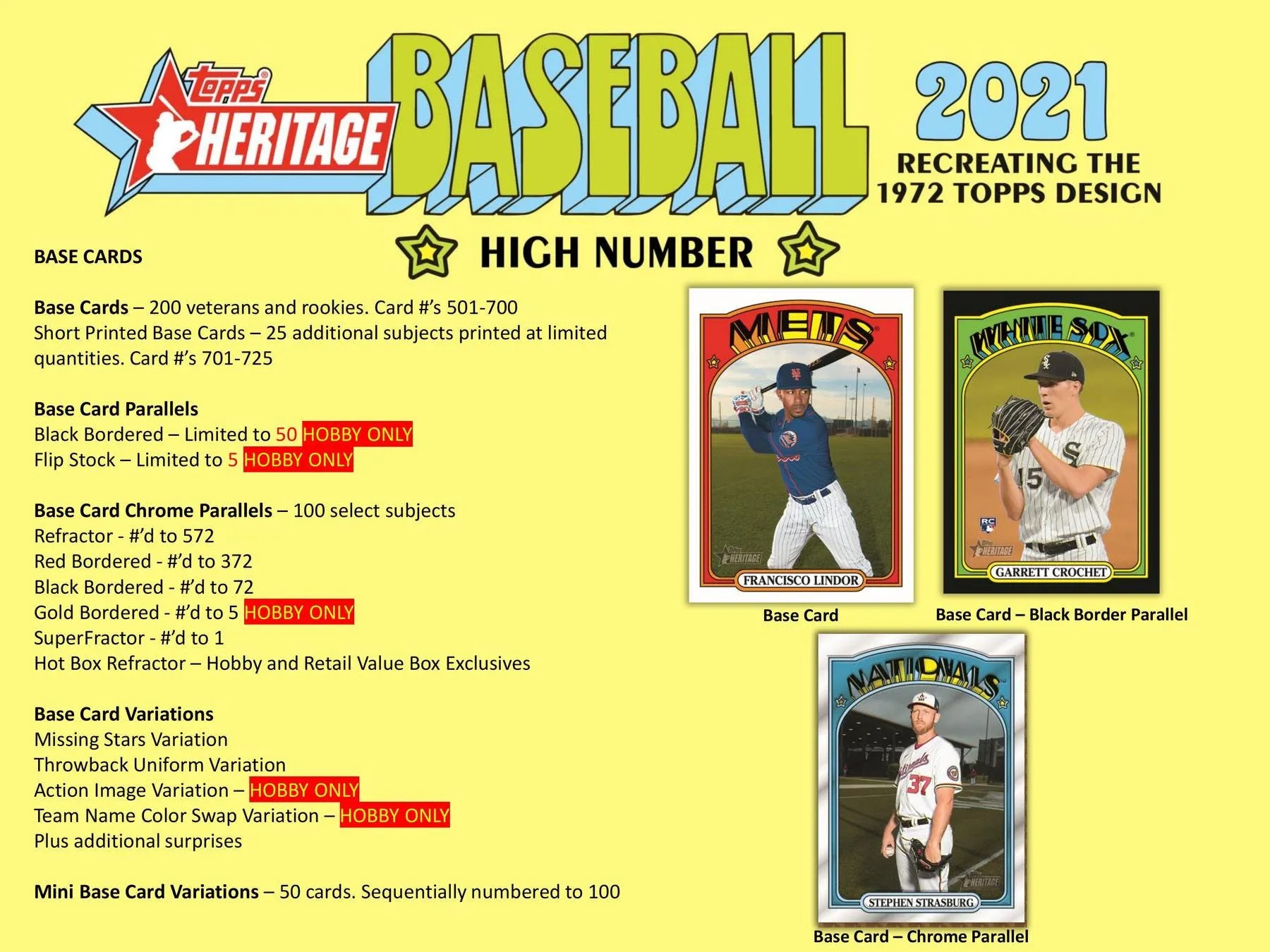 2021 Topps Heritage High Number Baseball Hobby Box 24 Packs Per Box 9 Cards Per Pack