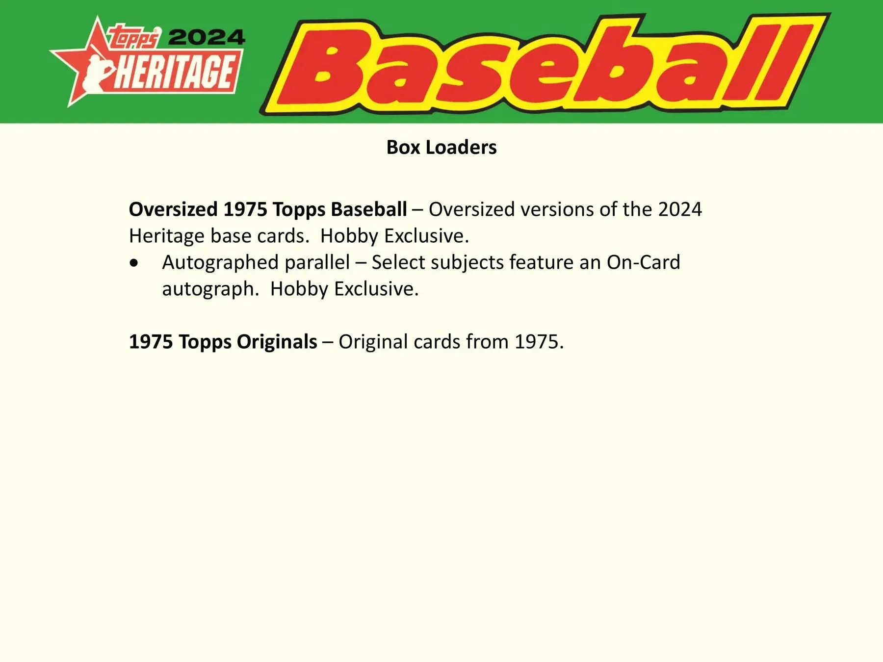 2024 Topps Heritage Baseball Hobby Box 24 Packs Per Box 9 Cards per Pack