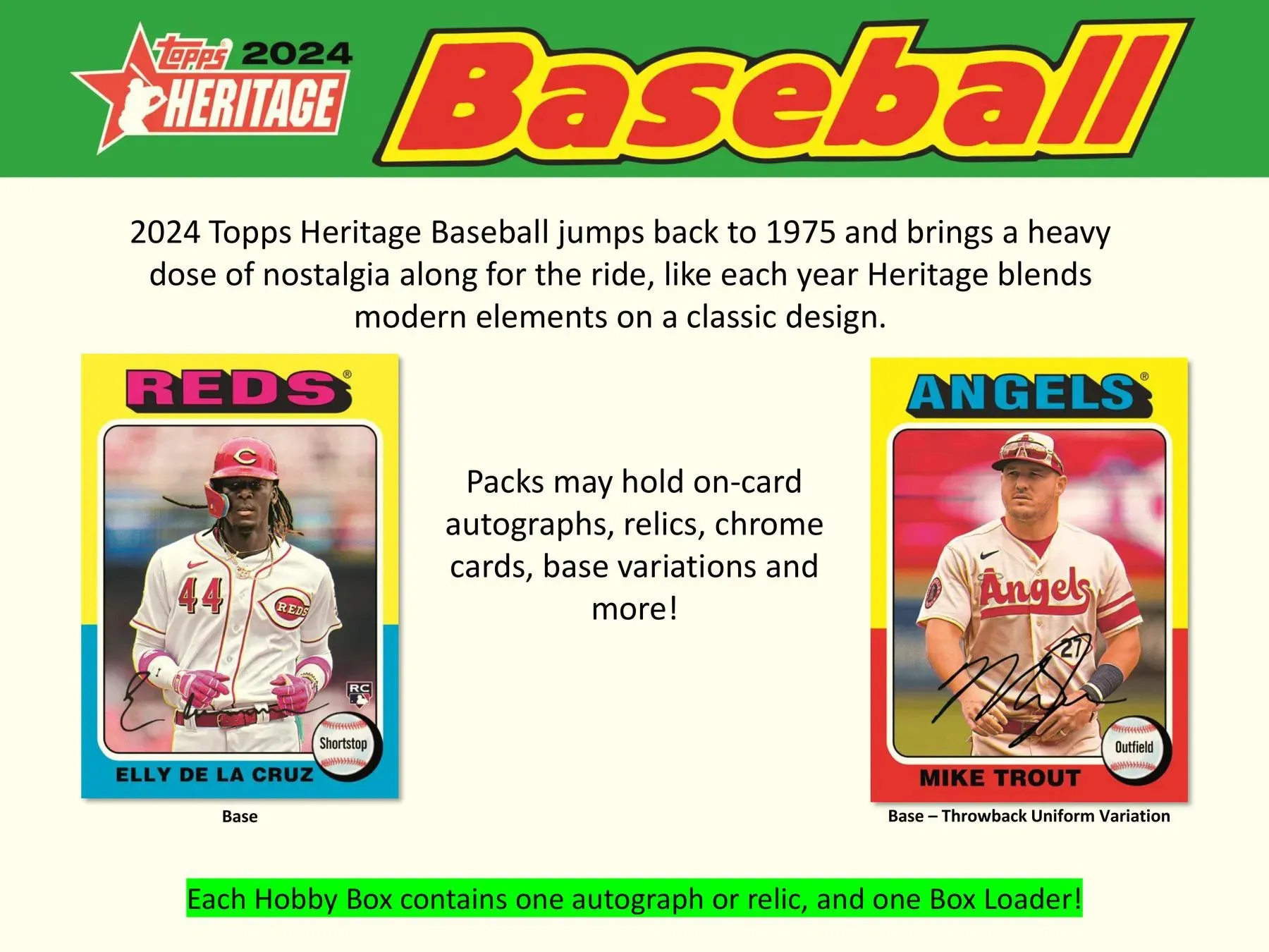 2024 Topps Heritage Baseball Hobby Box 24 Packs Per Box 9 Cards per Pack