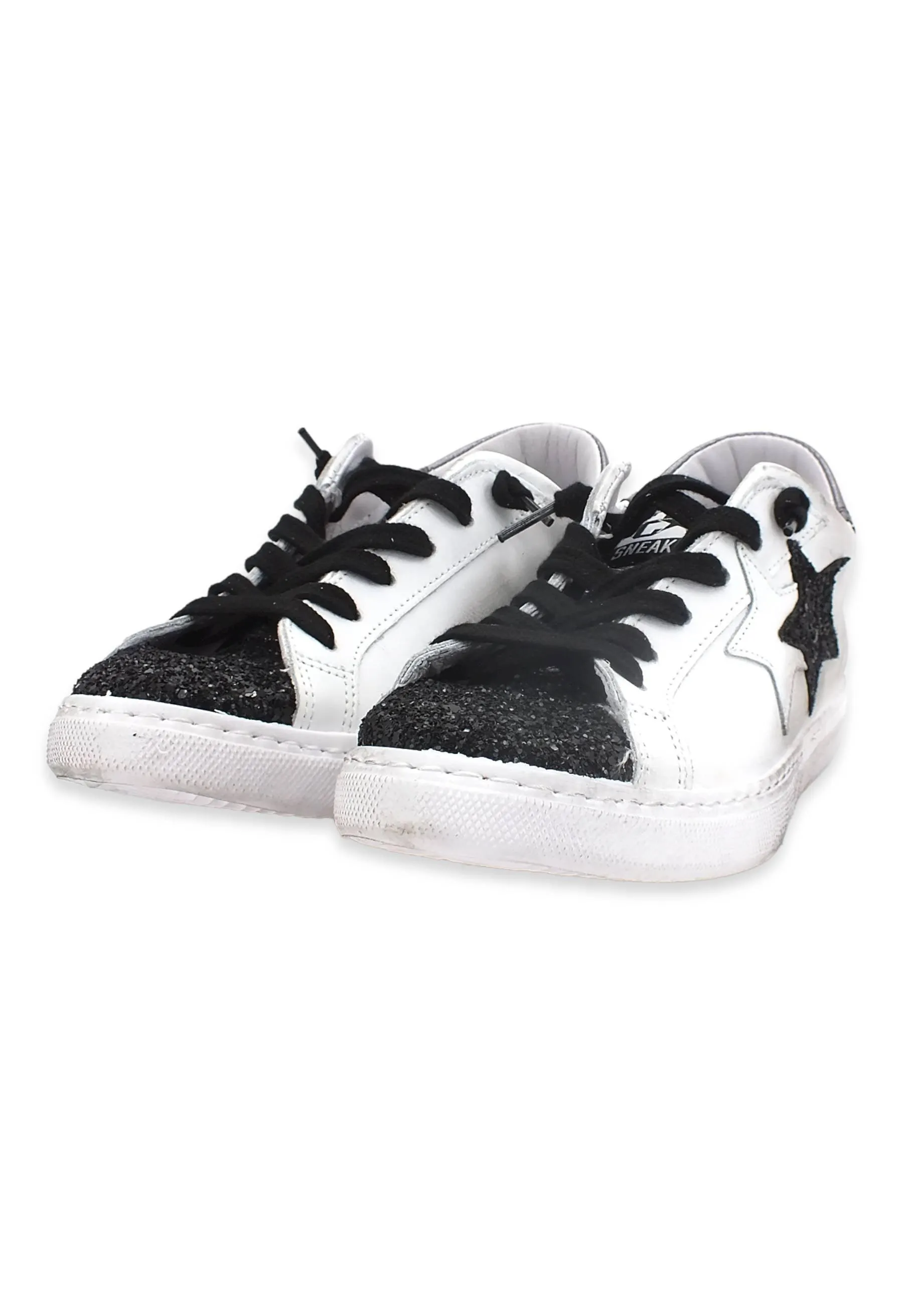 2STAR Sneaker Low Donna Glitter White Black 2SD3621