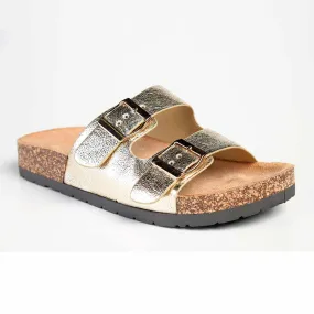 Alessio 2 Buckle Fashion Comfort Sandals - Distressed Gold