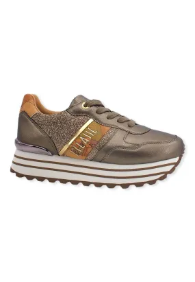 ALVIERO MARTINI1° CLASSE Sneaker Donna Lamè Grigio Taupe Geo Beige N1324-1488