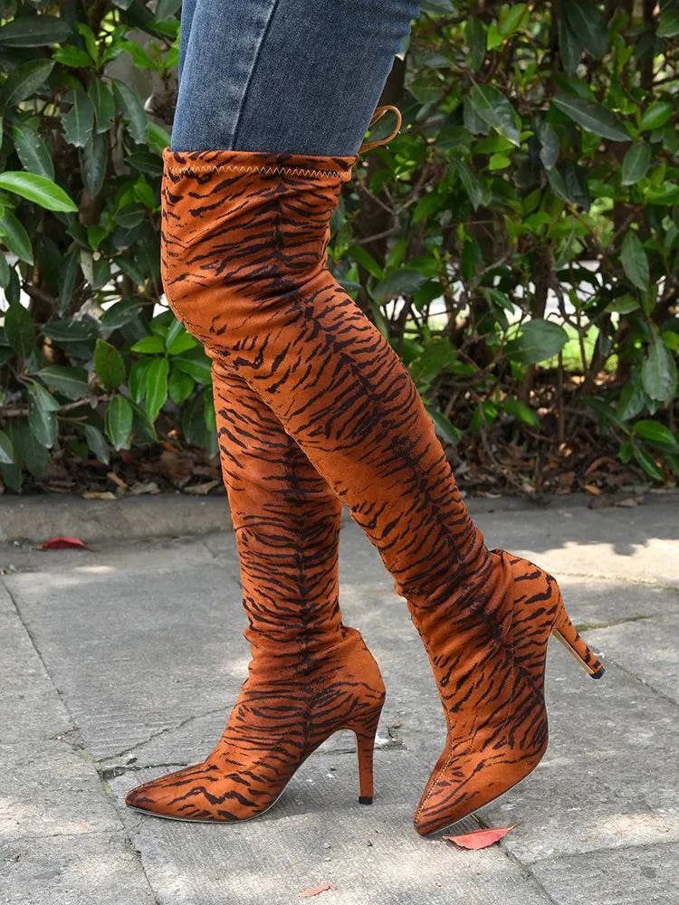 Animal Printed High Heel Boots