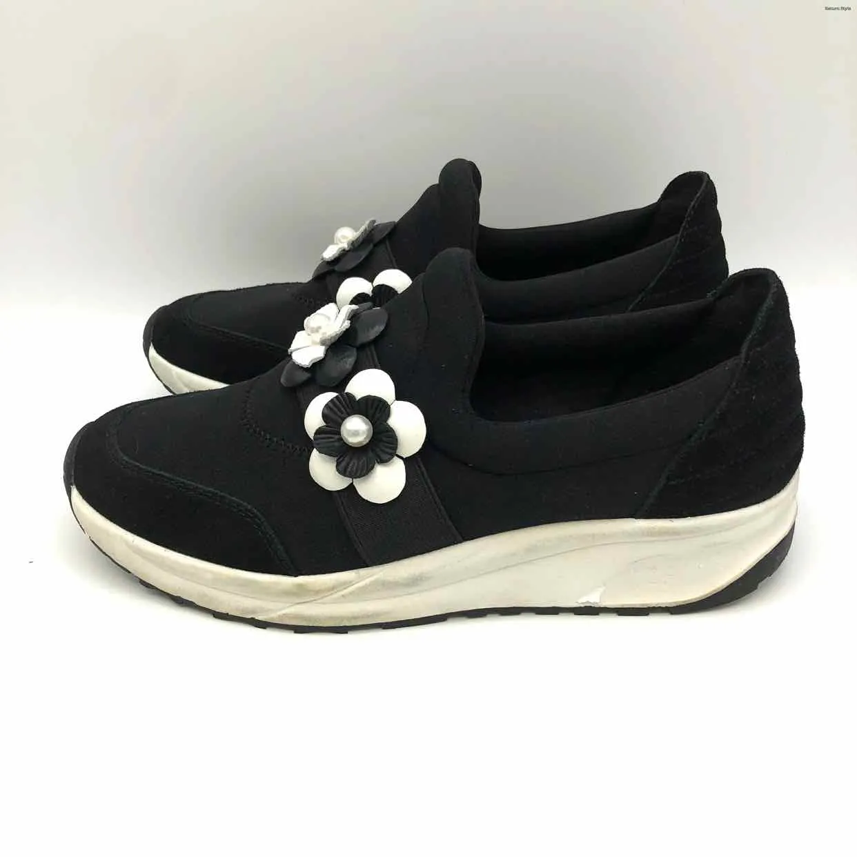 ANNE FONTAINE Black White Flower Sneaker Shoe Size 37.5 US: 7 Shoes