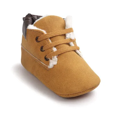 Baby Boy Suede Leather  Soft Soled Boots Shoes