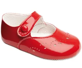 Baypods Girls Red Heart Cut Out Pram Shoes