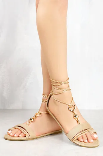 Beverly String Up Sandal - Nude