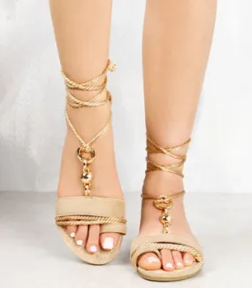 Beverly String Up Sandal - Nude