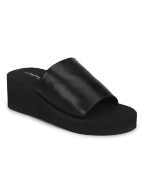 Black EVA Slip On Wedges