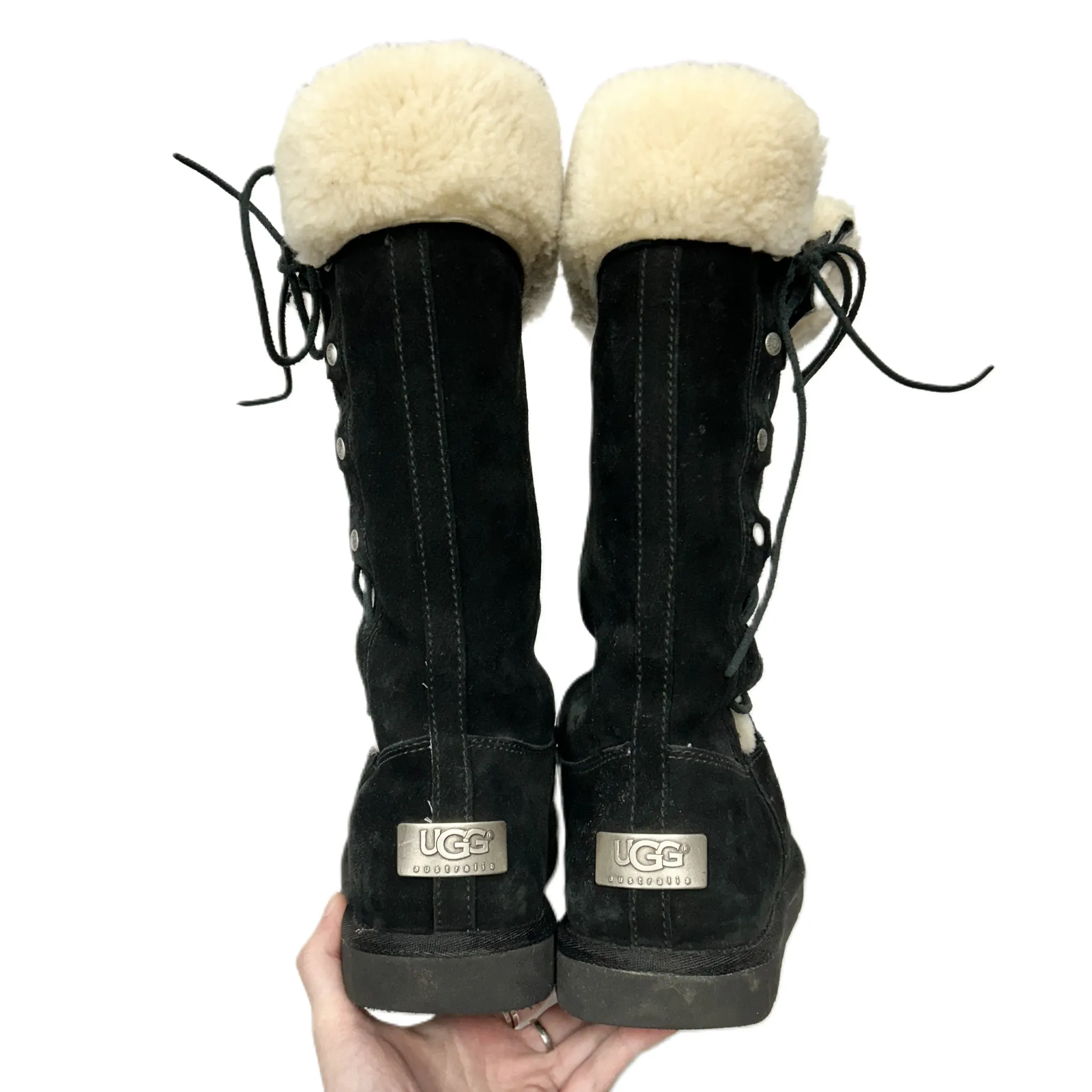 Boots Designer By Ugg In Black & Cream, Size: 8