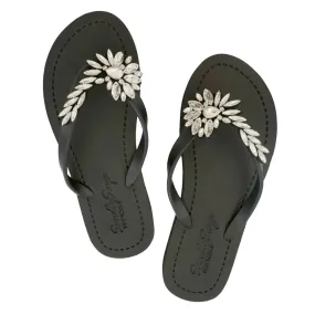 Broadway - Crystal Rhine Stone Embellished Women's Flat Flip Flops Sandal