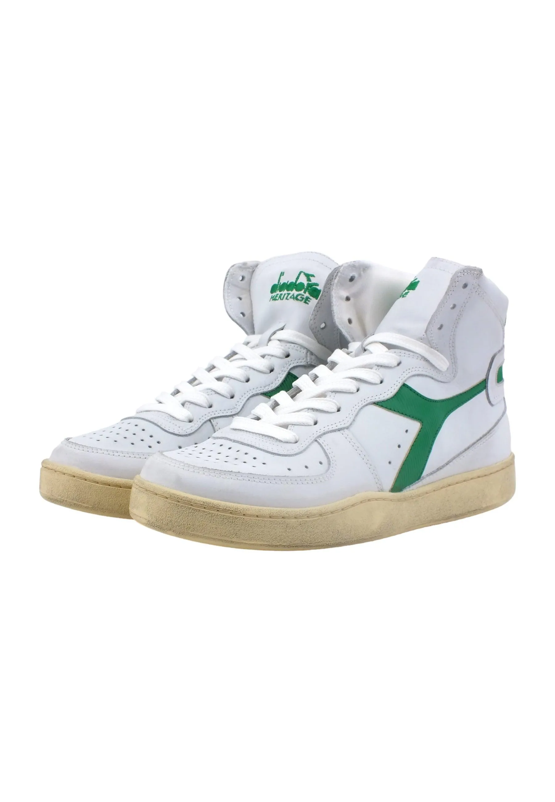 DIADORA Basket Used Sneaker Uomo White Verdant Green 201.15856901C6834