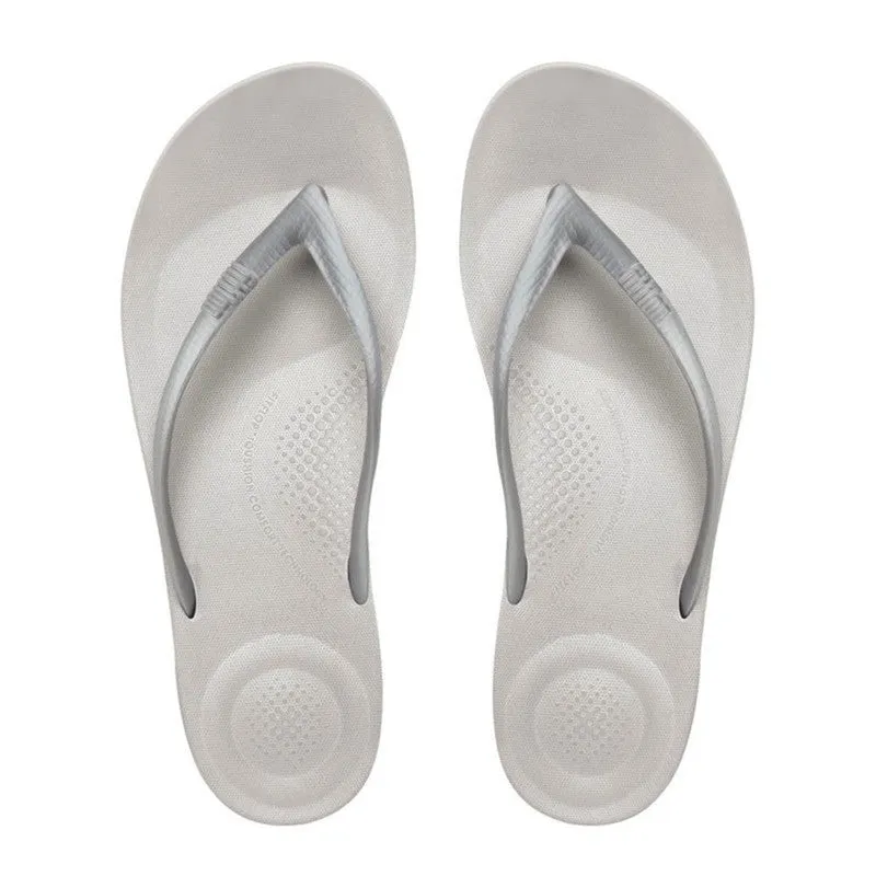 Fit Flop Iqushion Ergonomic Flip Flops - Silver