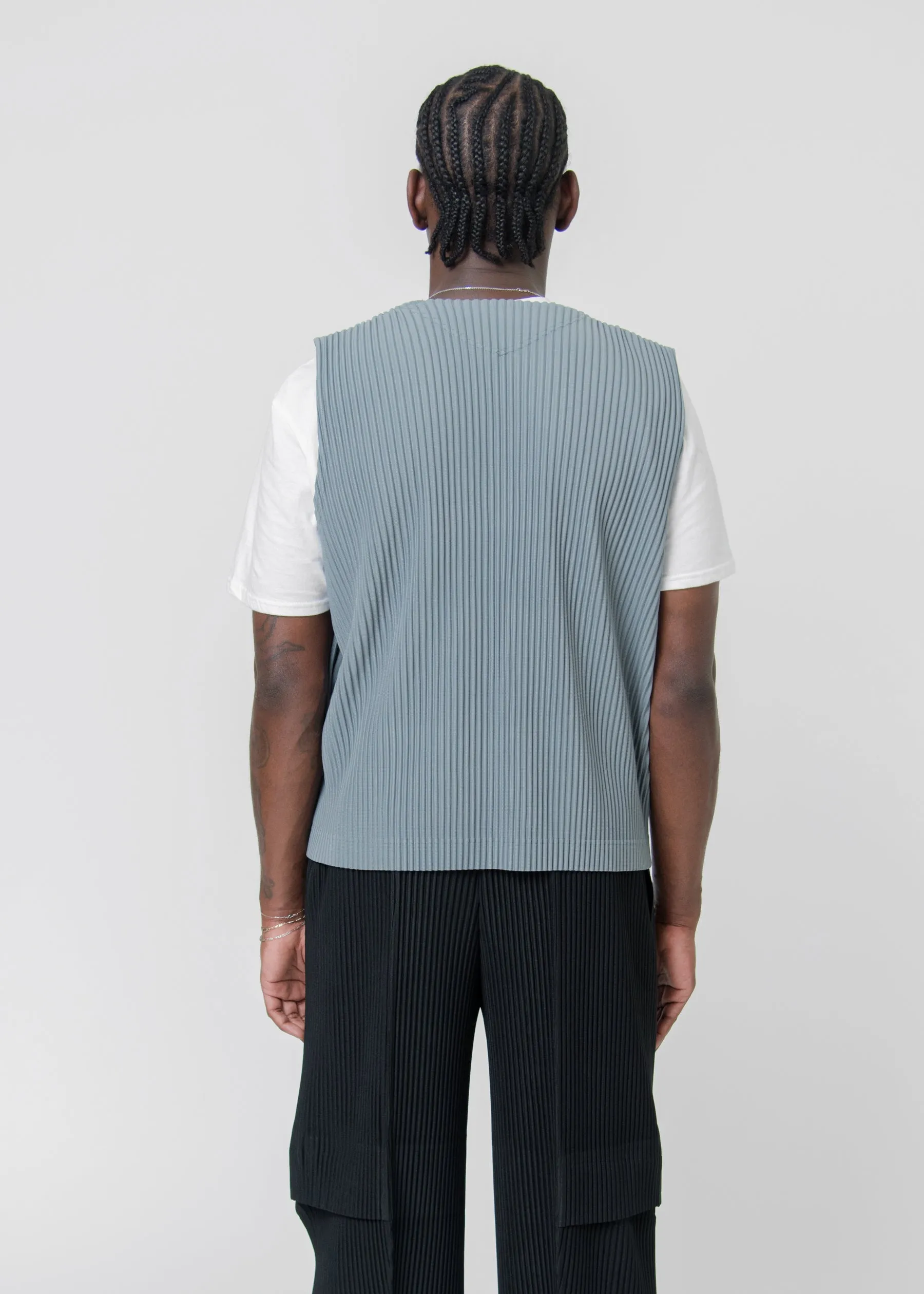 Flip Pleated Vest Moss Grey JE173-13