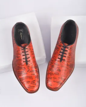 FOOTPRINT EMBOSSED OXFORD PREMIUM SHOES RED