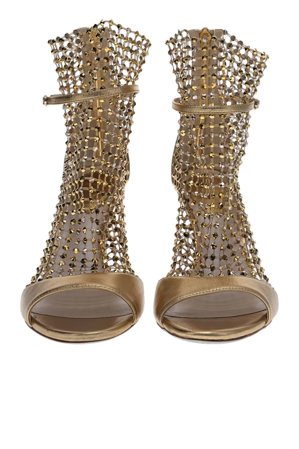 Gold Crystal Mesh Leather Sandal