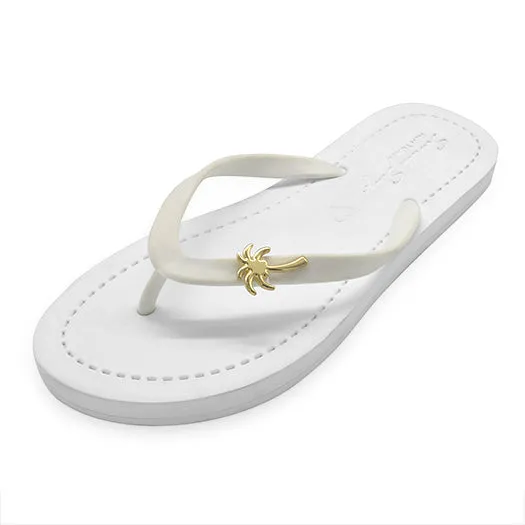 Gold Palm Tree - Studs Charm Women's Flat Flip Flops Sandals