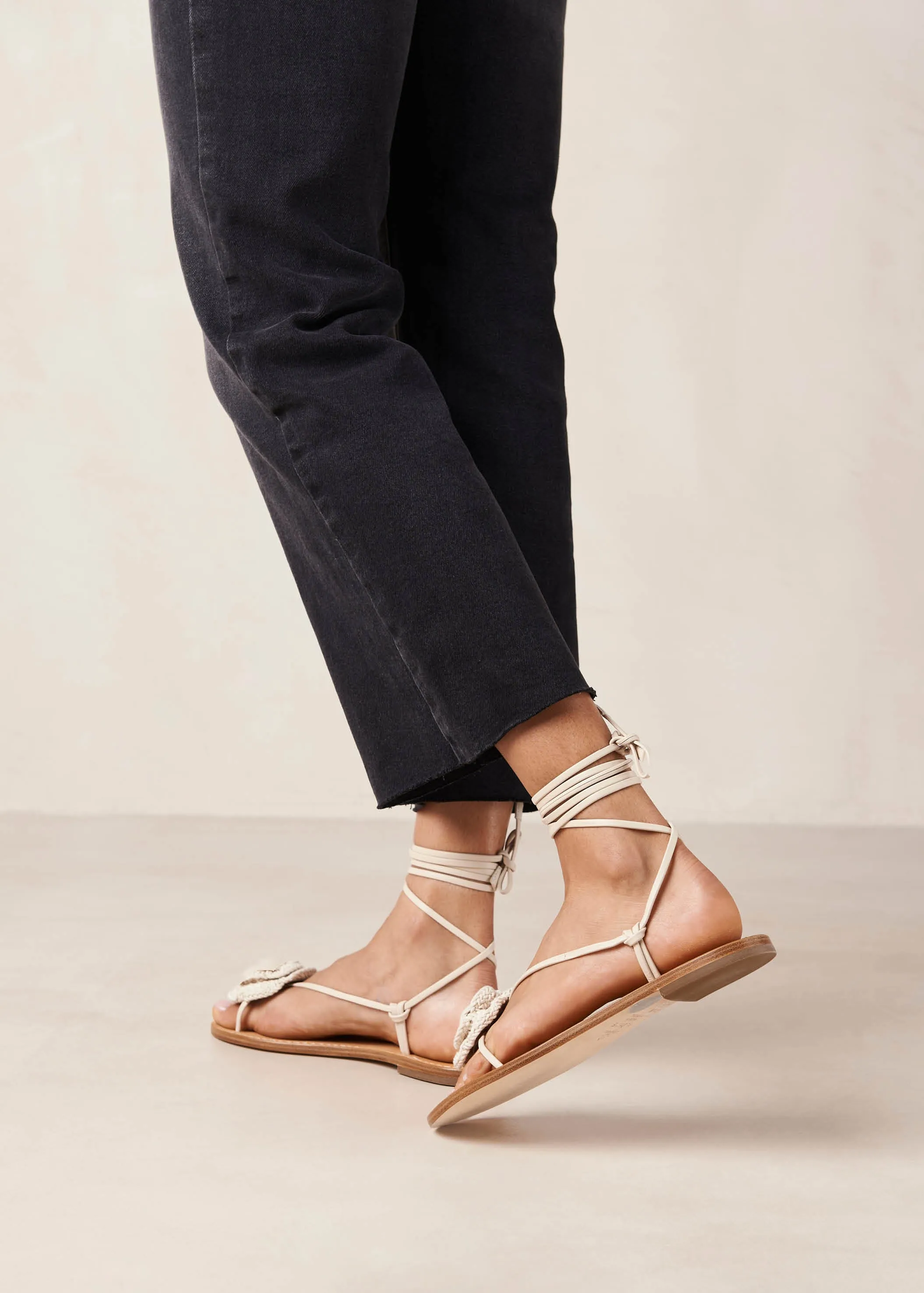 Jakara Cream Leather Sandals