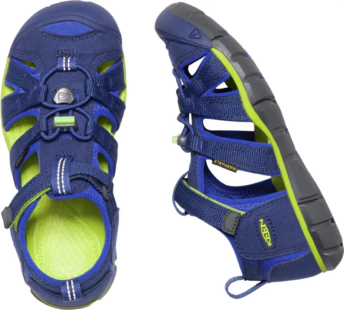 Keen Boy's Seacamp II CNX Blue Depths/Chartreuse (Sizes 1-7)