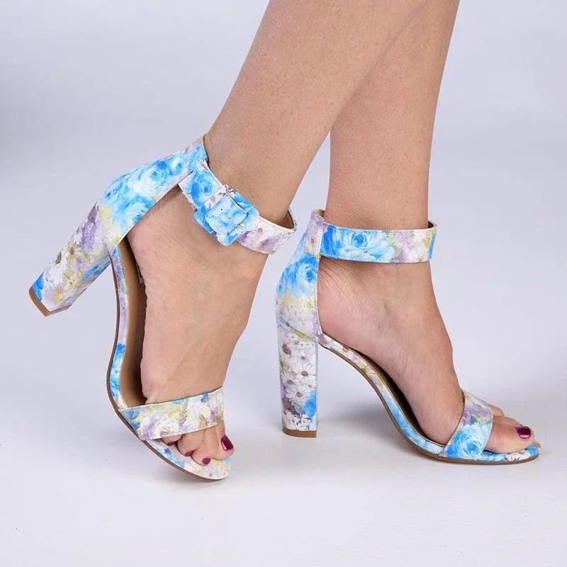 Madison Angelique Block Heel Sandals - Pink Floral