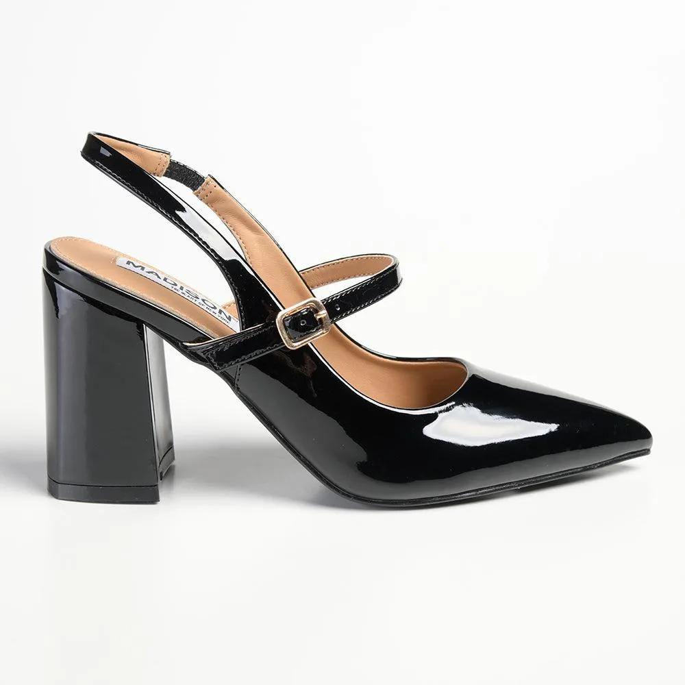 Madison Beckett Block Heel Slingback Sandal - Black