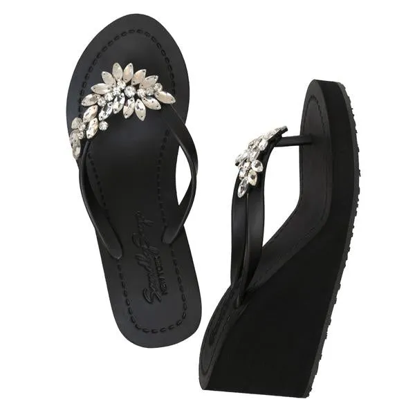 Manhattan Crystal - Rhine Stone Embellished Embellished High Wedge Flip Flops Sandal