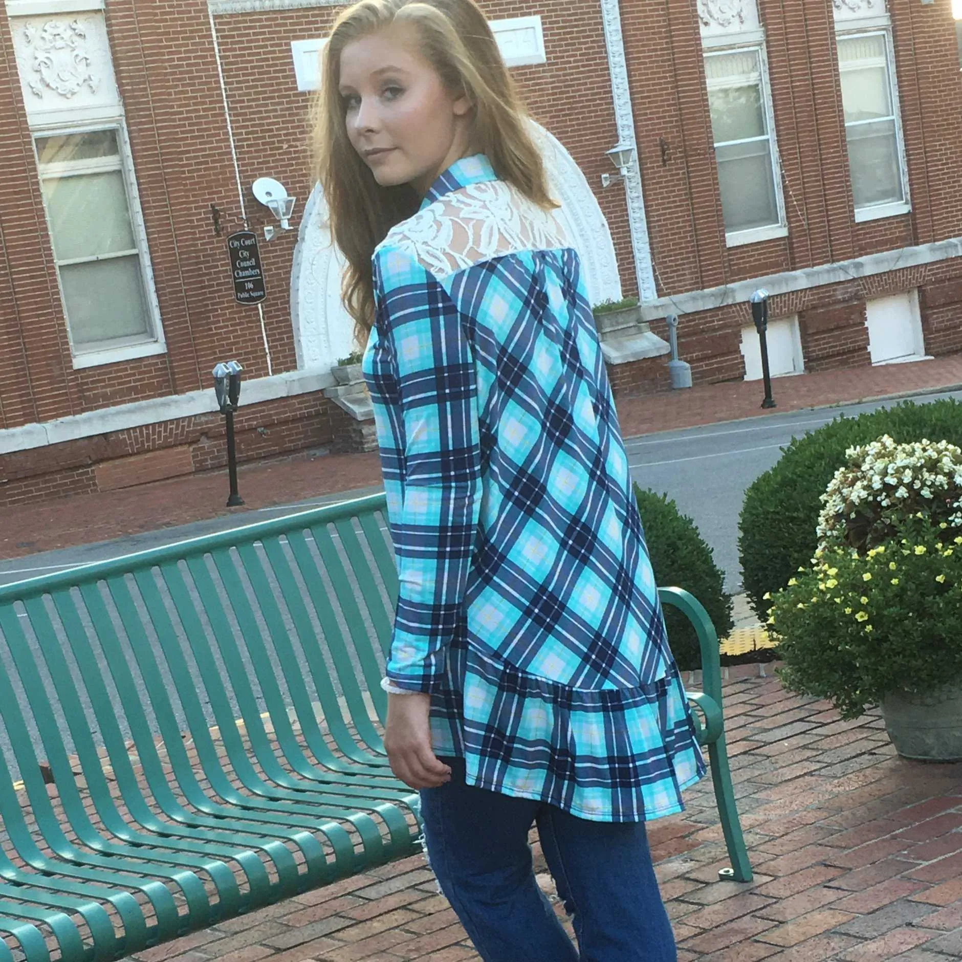 Must have Plaid Lace Tunic