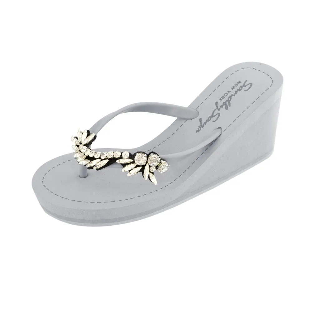 Nomad - Rhine Stone Embellished Women's High Wedge Flip Flops Sandal