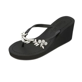 Nomad - Rhine Stone Embellished Women's High Wedge Flip Flops Sandal