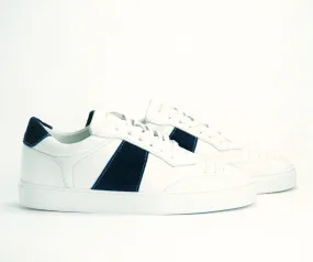 Sneakers COURT en cuir blanc et bleu