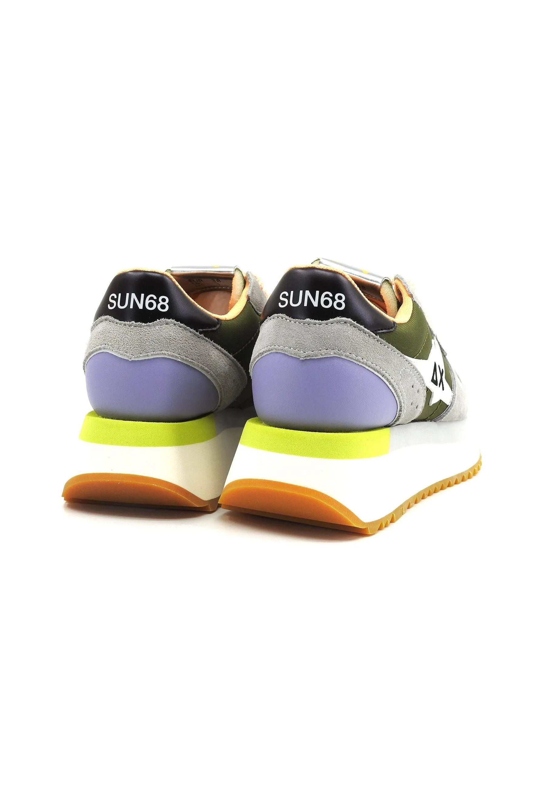 SUN68 Big Stargirl Printed Logo Sneaker Donna Verde Militare Z34214