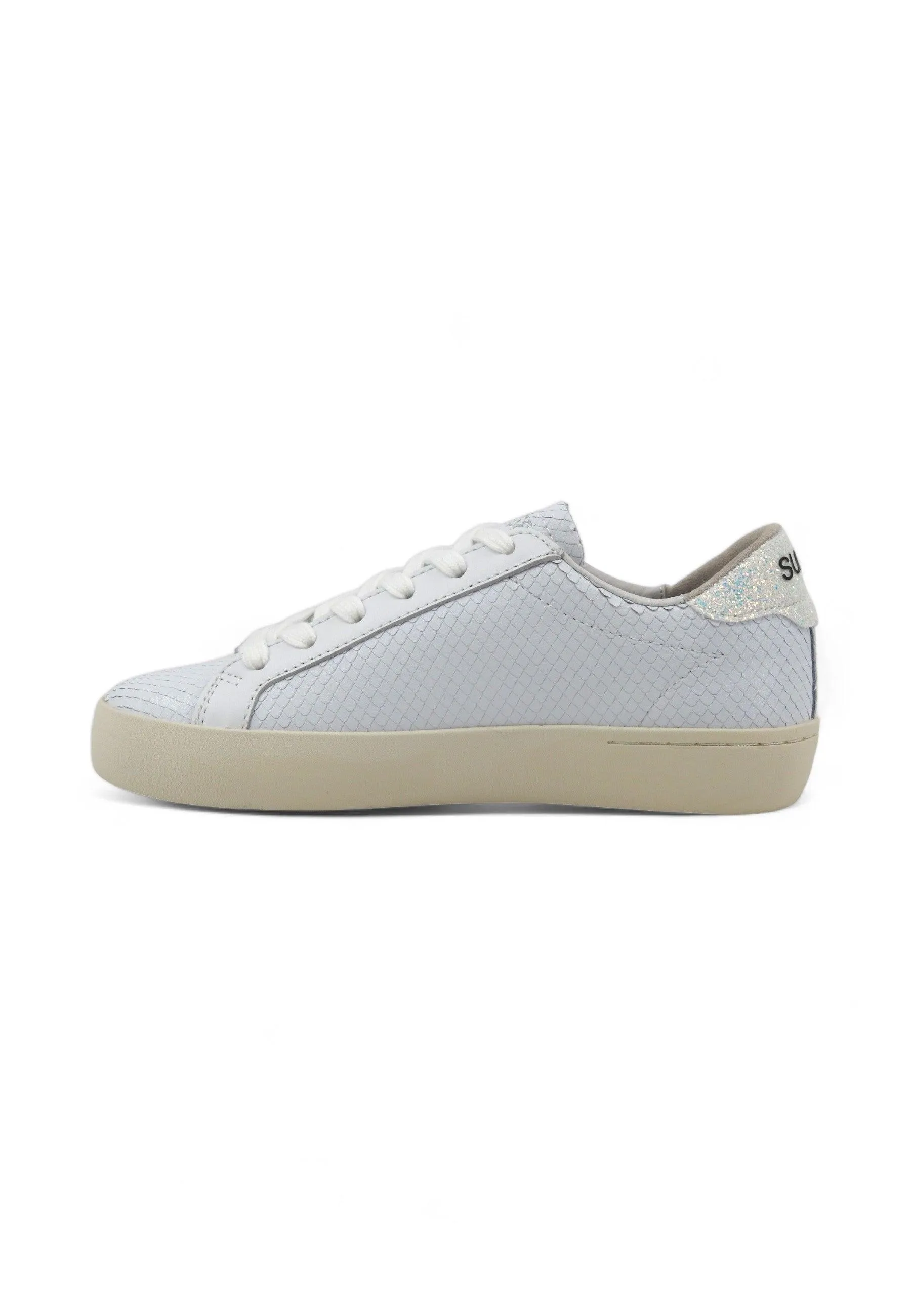 SUN68 Katy Leather Sneaker Donna Bianco Argento Z34225