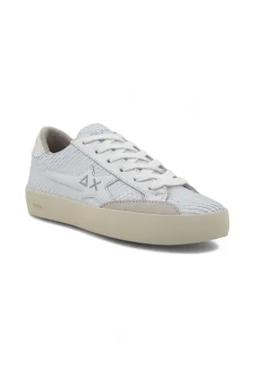 SUN68 Katy Leather Sneaker Donna Bianco Argento Z34225