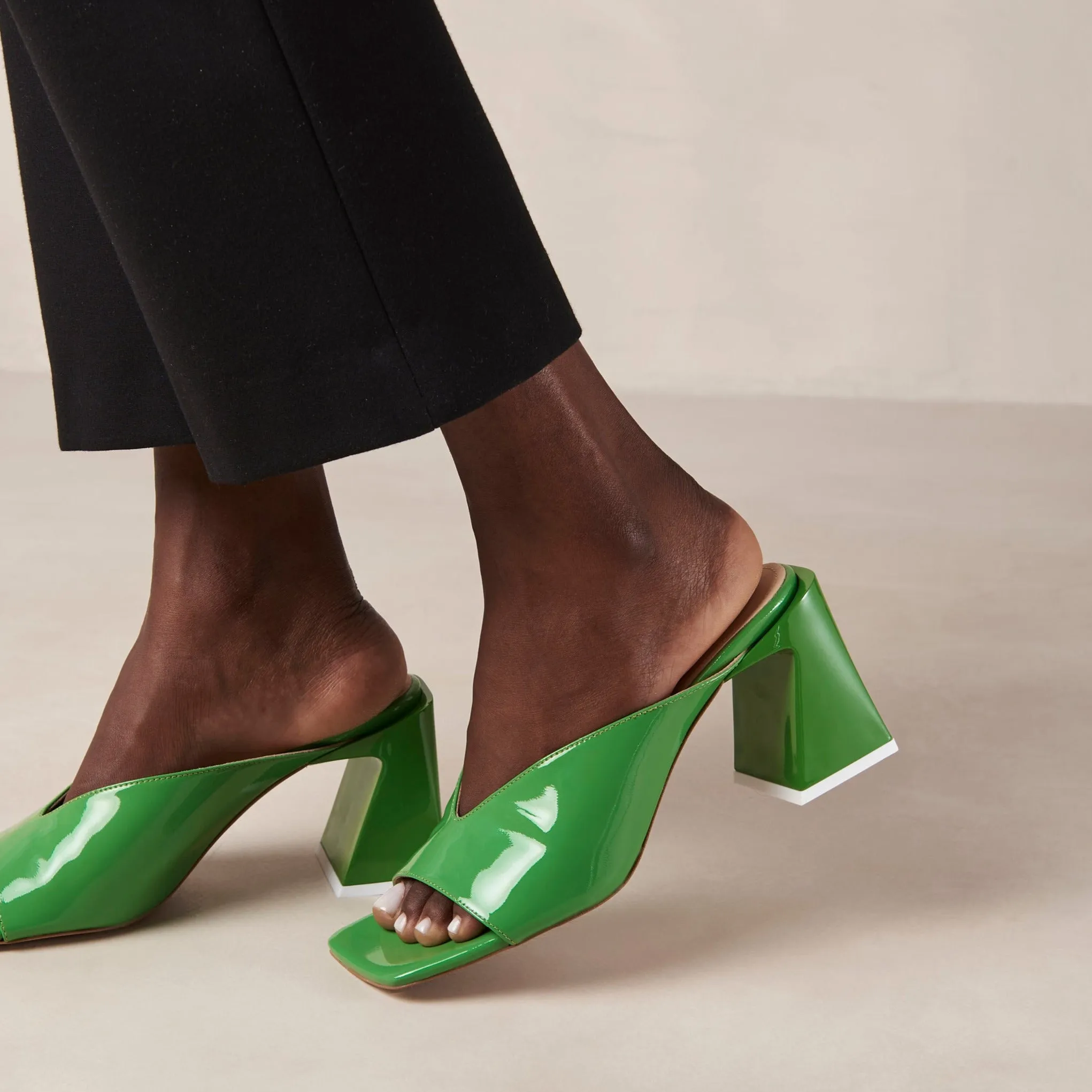 Tasha Green Leather Sandals