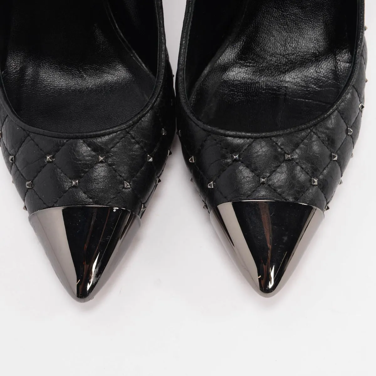 Valentino Black Nappa Rockstud Spike Pumps 37