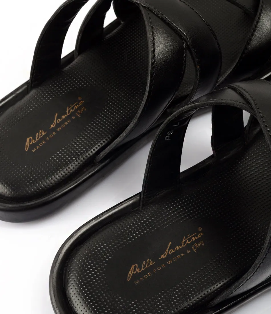 Venezia Leather Slippers - Black