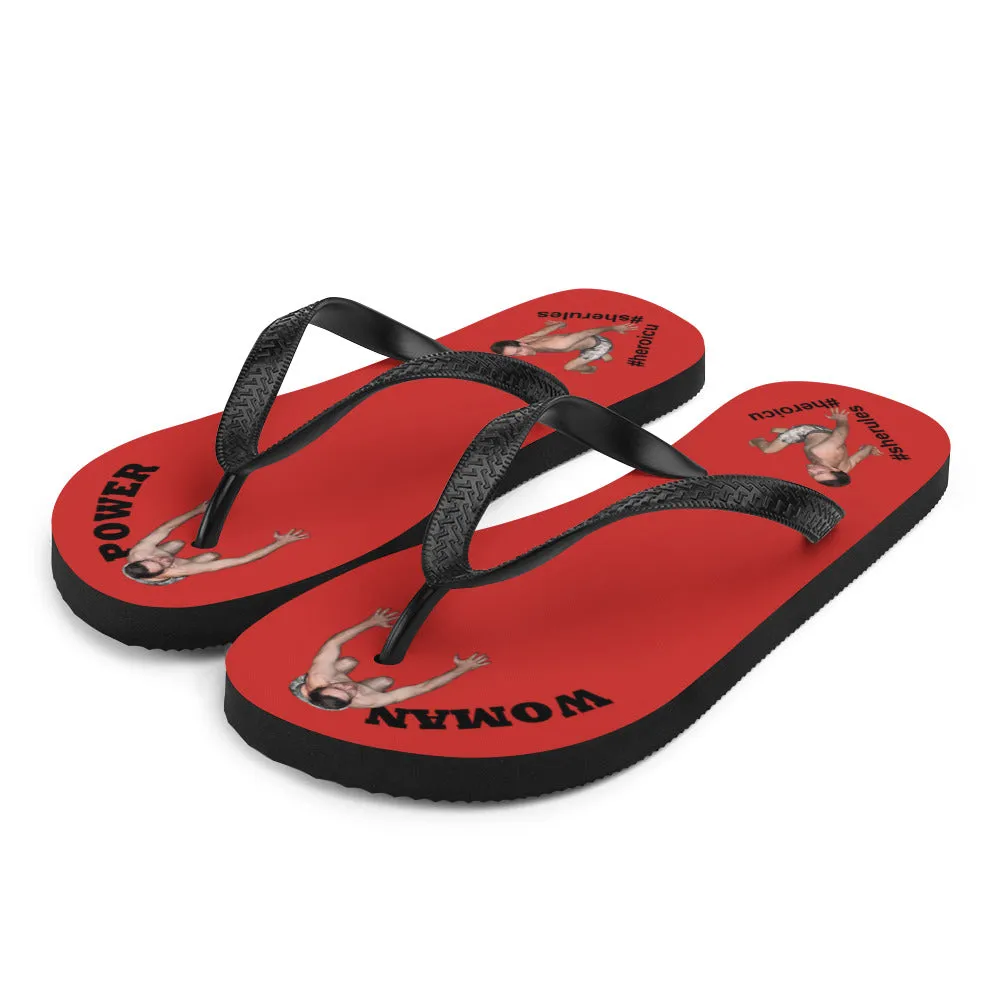 Woman Power Fabric Top Flip Flop Sandal Has Men Bow To Your Toes Red Color with Black Letters (NEW 2023-04)